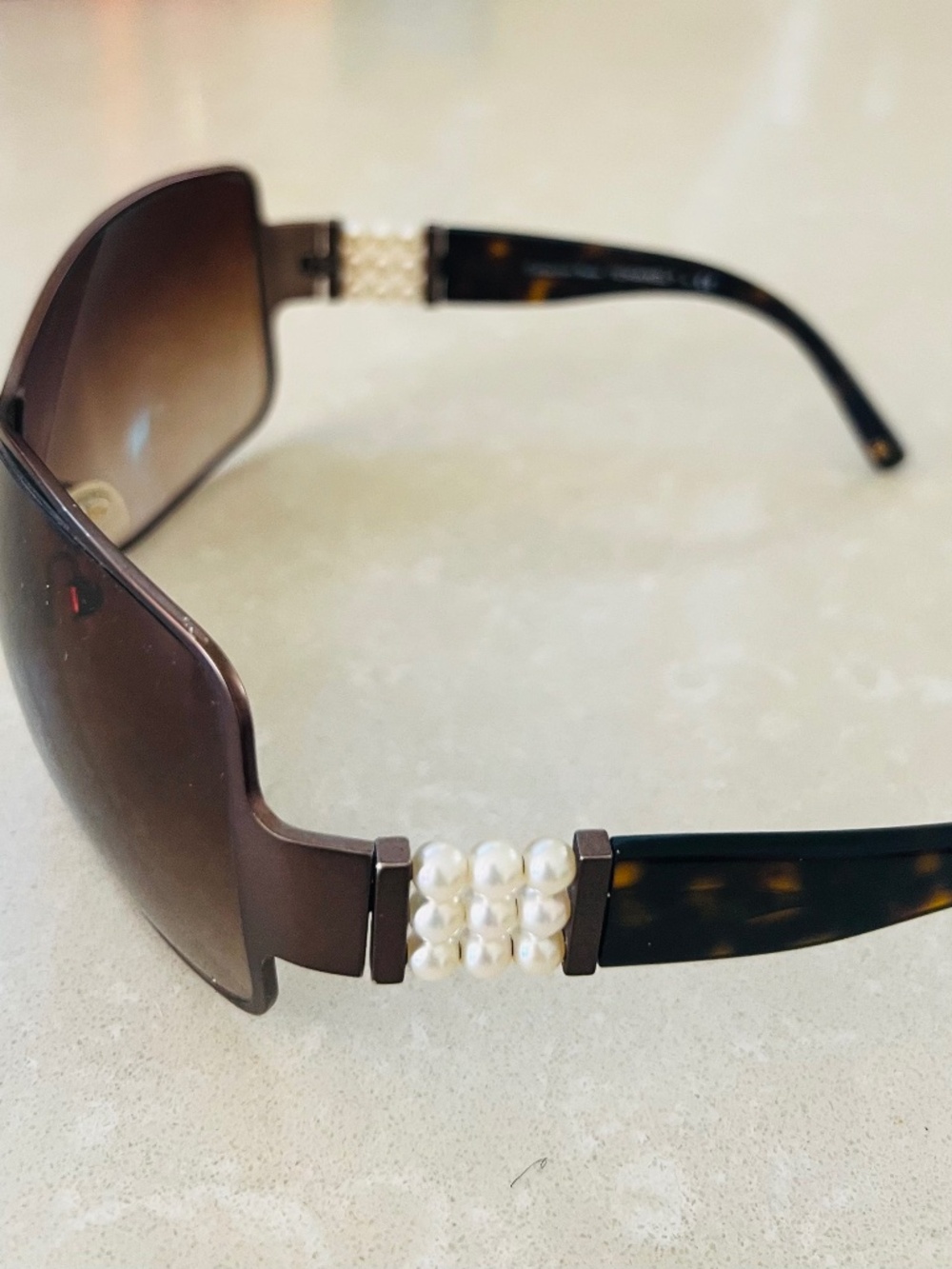 Authentic Chanel Perle collection sunglasses - brown with pearls